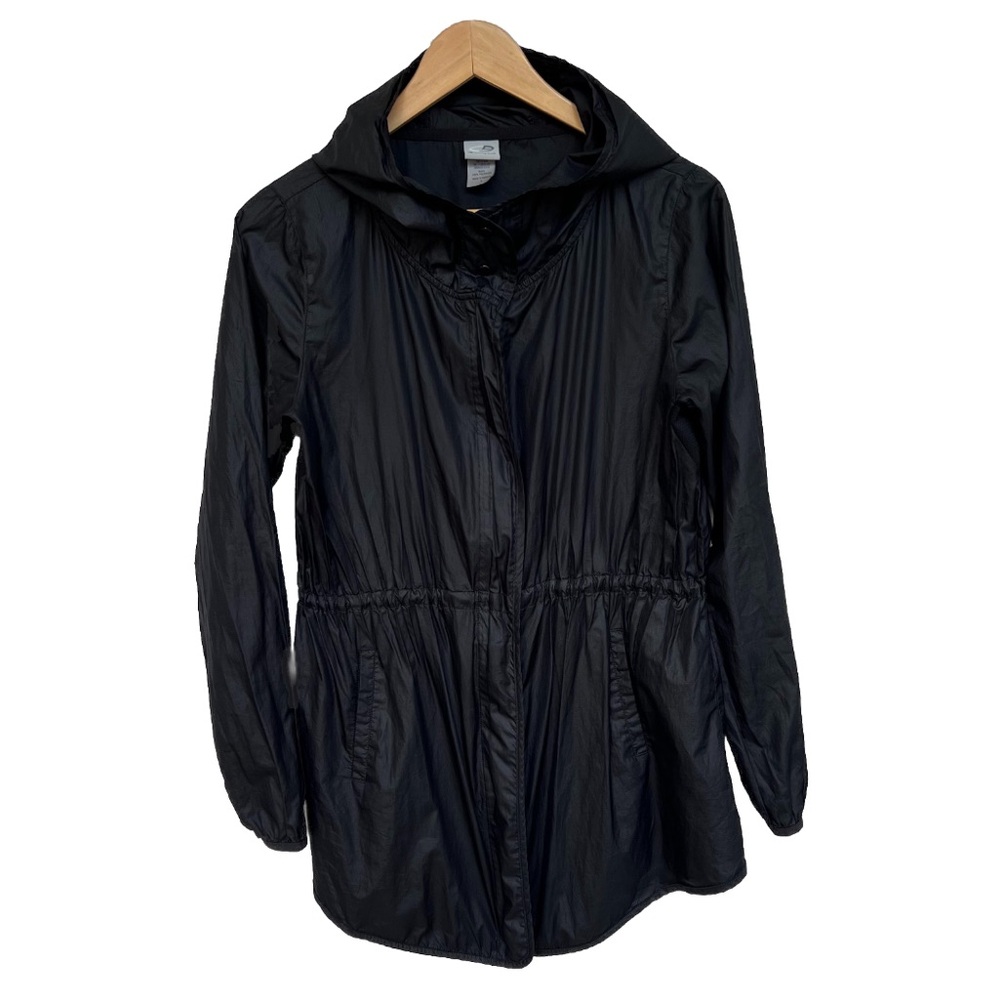 Champion Zip Front Hooded Lightweight Rain Jacket Women’s Small Black Activewear